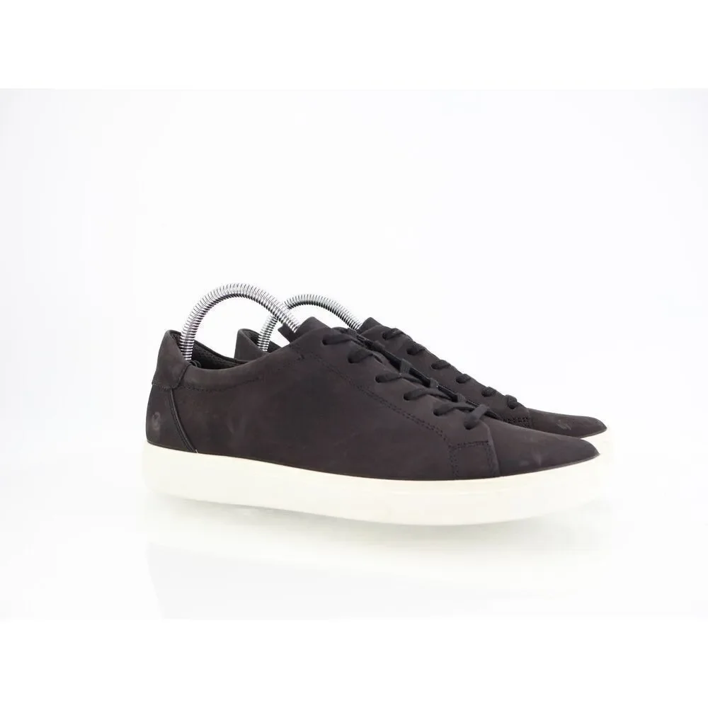 Ecco Soft Classic Sneaker Black Nubuck Women Size 9 / 9.5 Lace Up Shoes